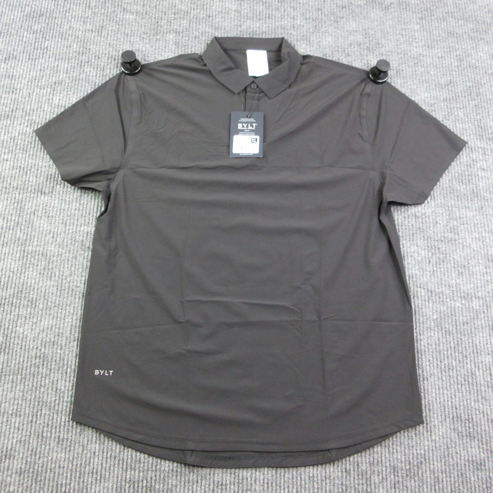 BYLT Polo Shirt Mens XL Black Tour Performance Nylon Spandex Quick Dry NWT